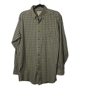 L.L. Bean green plaid long sleeve button down shirt. Medium Tall